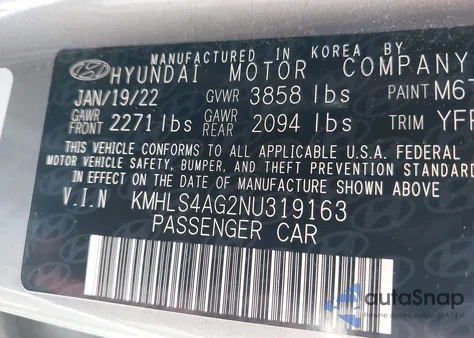 2022 Hyundai Elantra Sel из США, поврежденный, VIN KMHLS4AG2NU319163